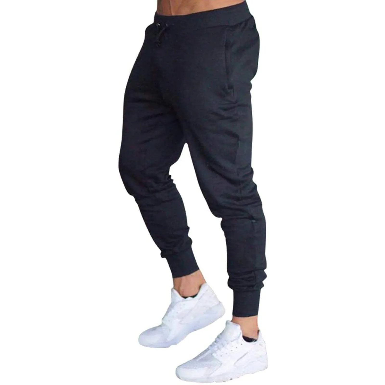 

fashion Men Joggers Trousers Casual Workout Active Pants Solid Running Bodybuilding Slim Fitness Sportswear Sweatpants 2020