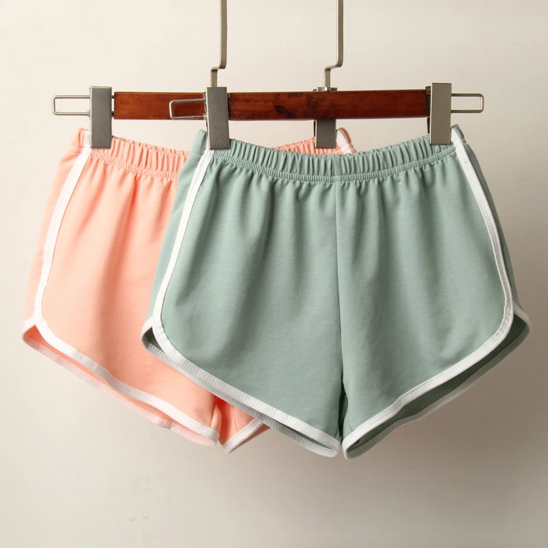 

Women Summer Candy Shorts Sport Cotton Color Skinny Casual Lady Elastic Waist Beach Correndo Short Pants