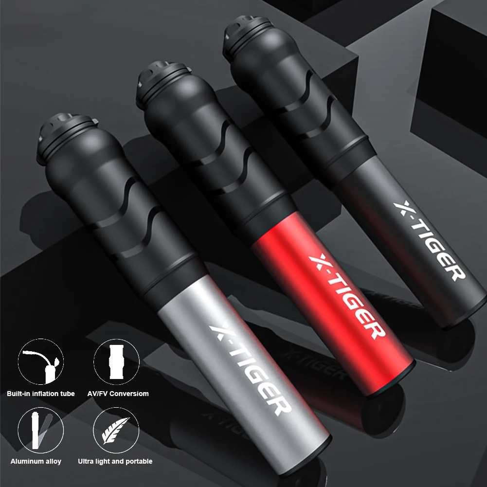 

Mini Bicycle Pump 100PSI Aluminum Portable Bike Pump Schrader Presta Valve Ball Needle Hose MTB Bike Air Inflator Accessories