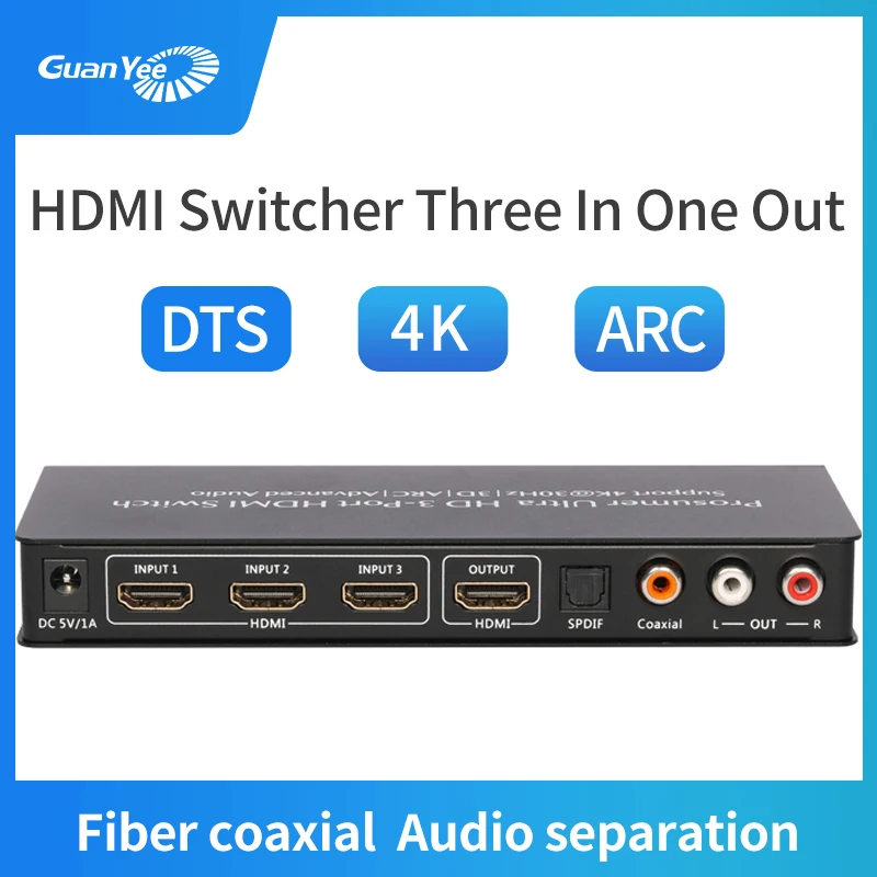 

Hdmi switcher3X1 3D HD4K 3 Порты HDMI сплиттер адаптер для PS4 проектор ноутбук Xbox с аудио разделения hdmi видео коммутатор
