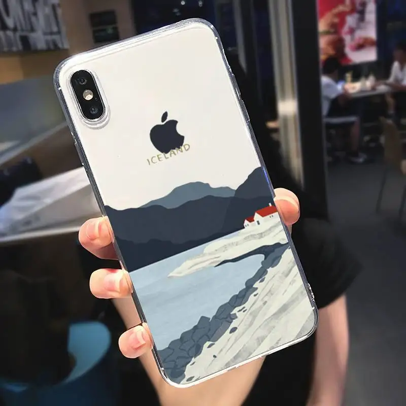 nordic icelandic landscape art phone case transparent for iphone 6 7 8 11 12 s mini pro x xs xr max plus free global shipping