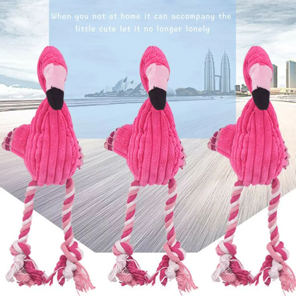 

38cm*16cm Pet Simulation Flamingo Plush Sounding Toy Dog Teething Pet Toy Tooth Cleaning Interactive Cartoon Animal Toy