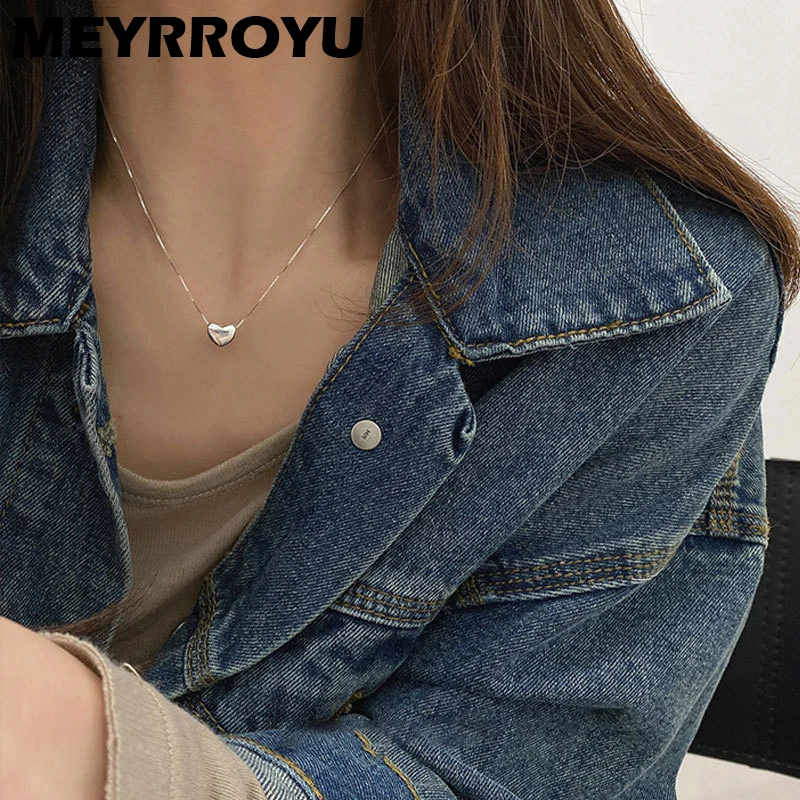 

YAOLOGE 925 Sterling Silver Simple Fashion Heart-Shaped Love Necklace Ladies Couple Valentine's Day Party Jewelry Wholesale