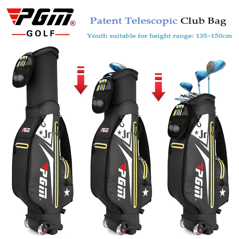 High-quality Golf Club Pulley Bag Boys Girls Youth Height:135~150cm Waterproof Tandard Package Multifunctional Aviation Bag PGM