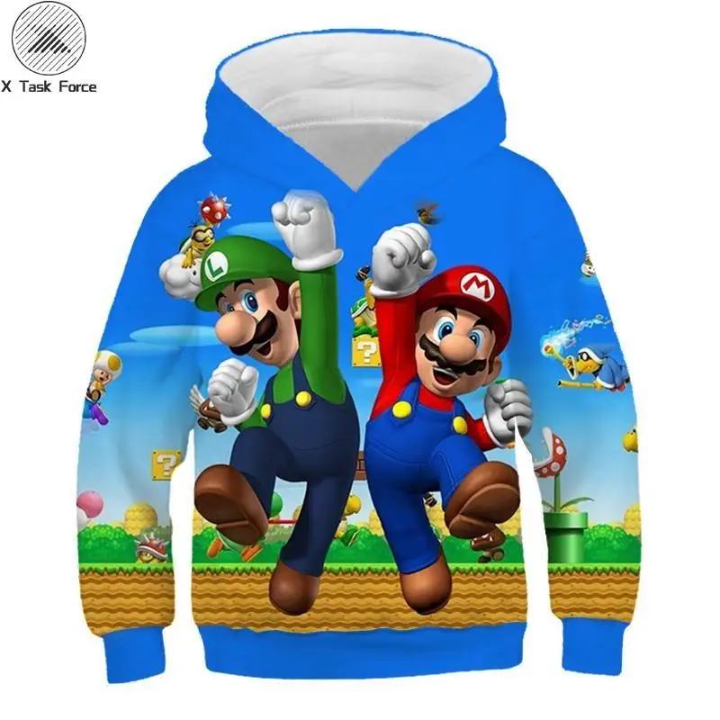 2019 Autumn New Style Hoodies Boys Cartoon Super Mario 3D print Hoodie Children Sweatshirt GirlsCasual Pullover Kids Jacket Coat |