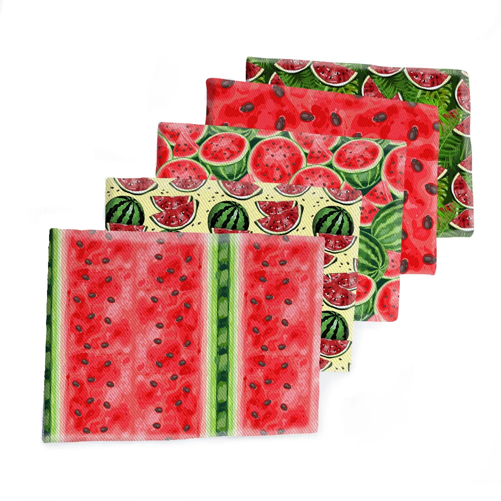 Ткань с принтом арбуза и фруктов Полиэстеровая хлопчатобумажная саржевая ткань
