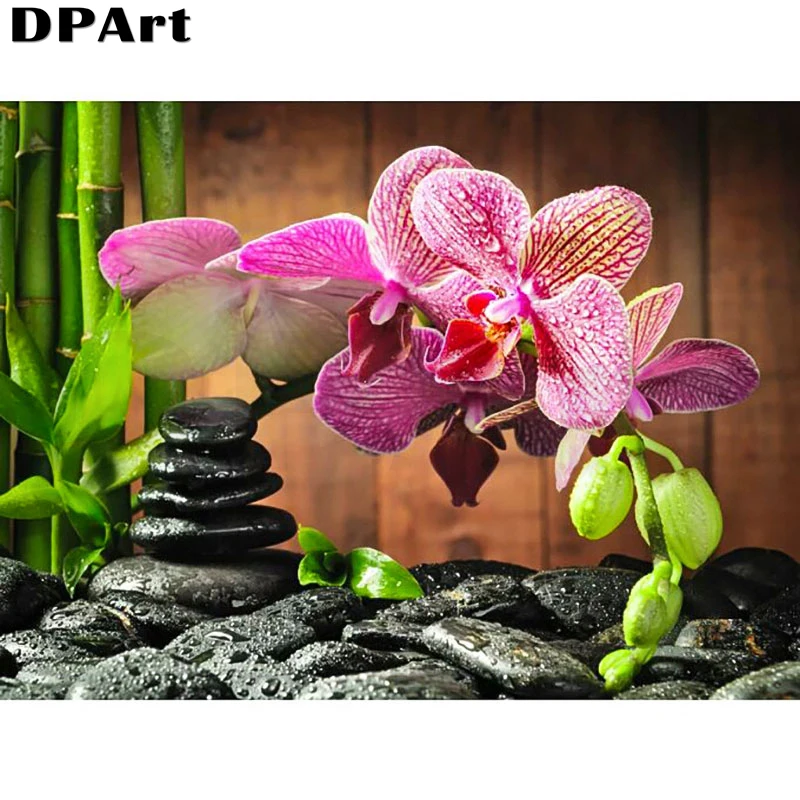 Алмазная картина полностью квадратная/круглая дрель черная галька и розовые