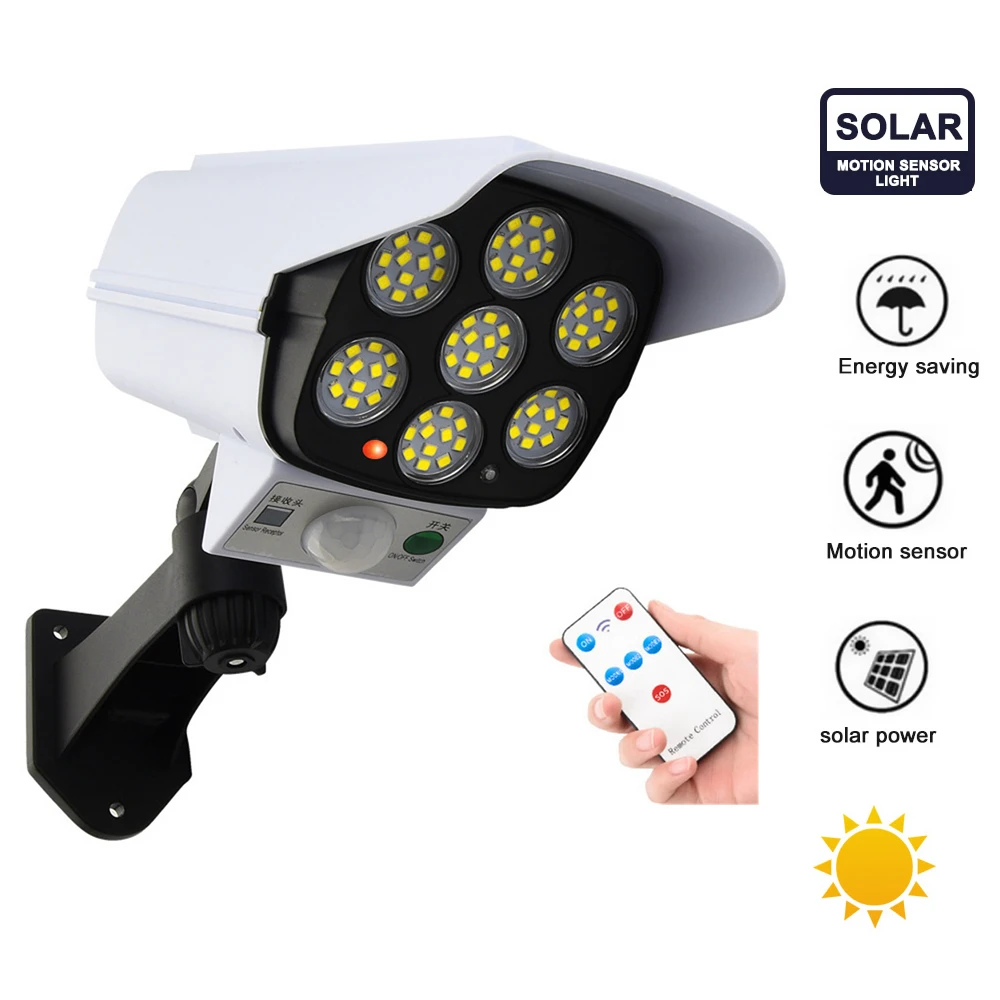 

remote Solar motion sensor Dummy Fake Camera Light 8 LED Waterproof 3 Modes Outdoor Garden Security Lamp Security Fake Camera