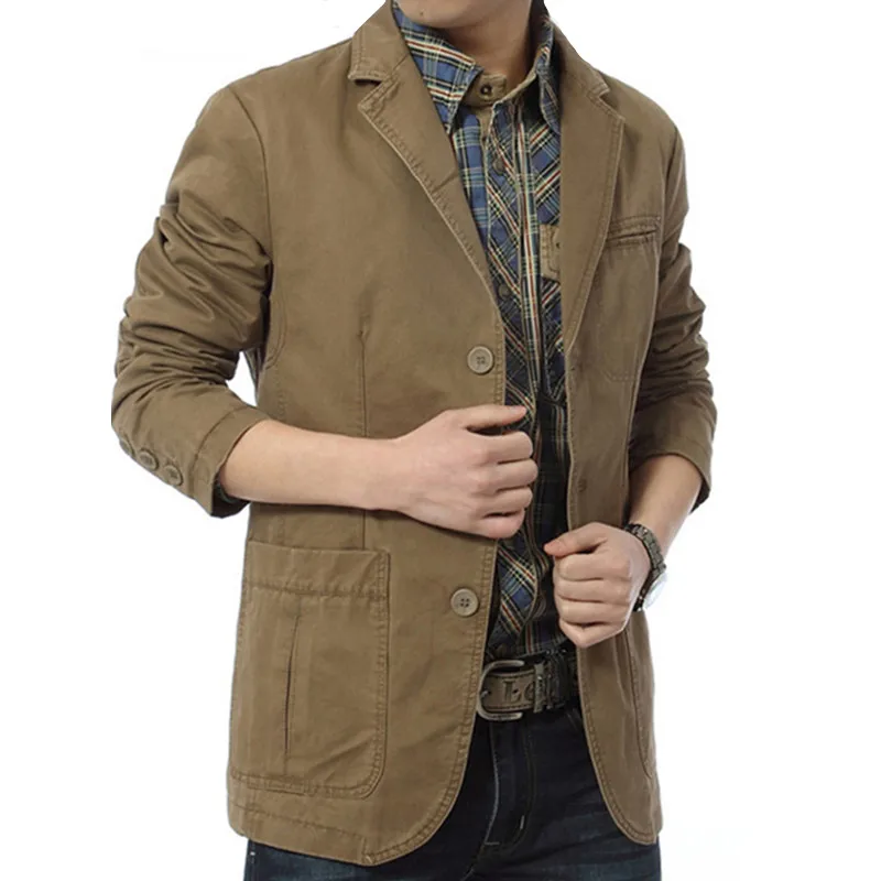 Высокое качество Осень зима мужской повседневный Блейзер 2020 хлопковый костюм