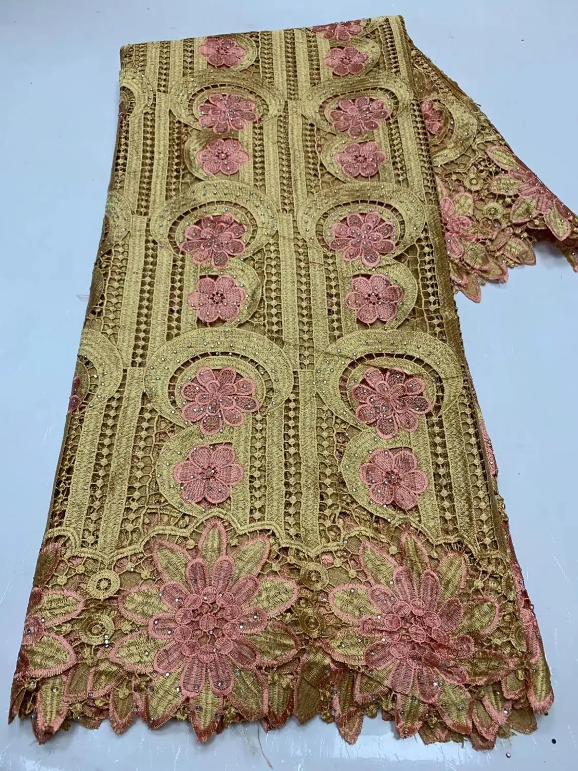 

New Arrival African Guipure Net Lace Fabric High Quality Embroidery Nigerian French Cord Lace Swiss Voile Lace in Switzerland