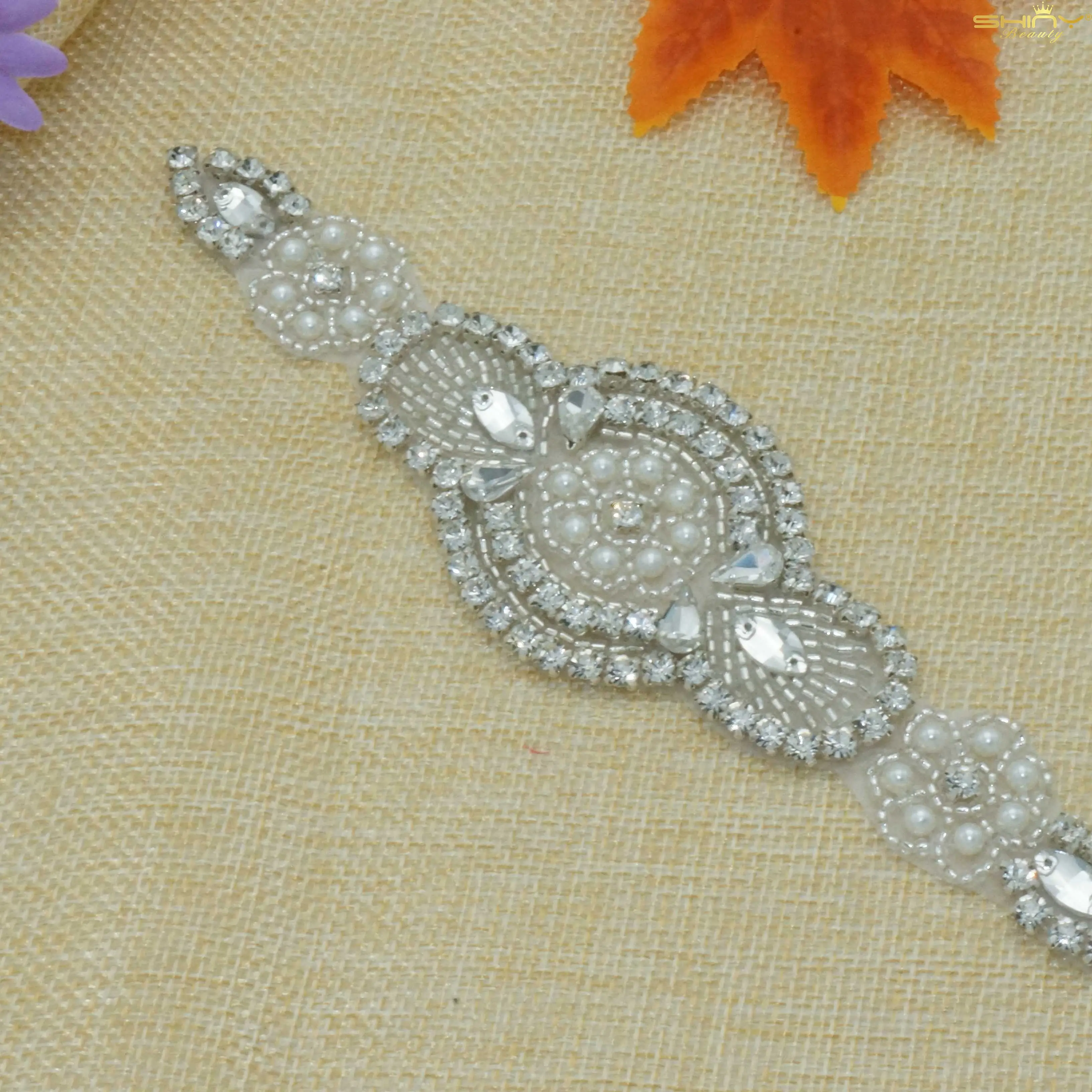 Роскошные стразы аппликация Лента Свадебная со стразами пояс для свадебного