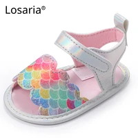 losaria summer sandals for baby girls anti slip bottom first walkers blingbling pu velcro infant shoes cute toddler shoes 1 year