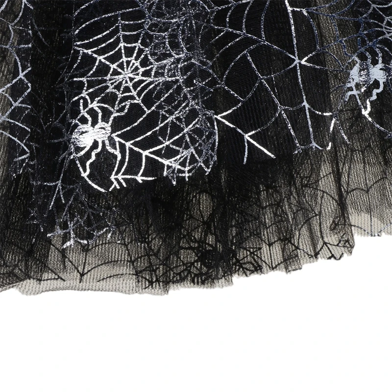 

Toddler Kids Girls Metallic Spider Web Tutu Skirt LED Light Up Princess Hallowee