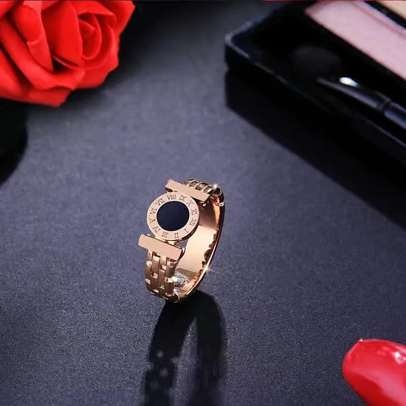 Круглое черное кольцо для пары ювелирных изделий Кольцо с римскими цифрами из