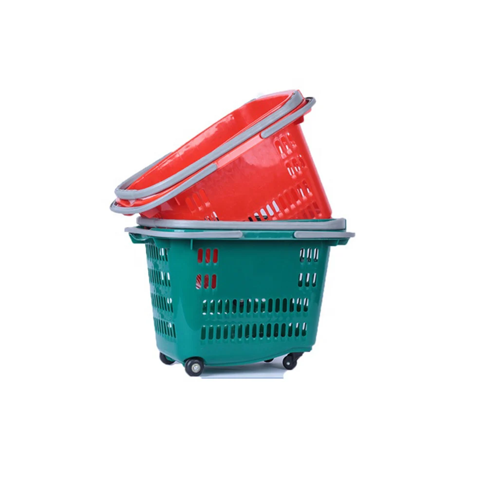 

plastic shopping basket supermarket basket with wheels