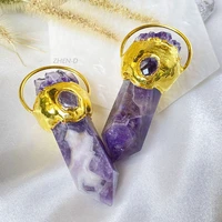 zhen d jewelry natural amethyst gemstone cone shape quartz purple crystal necklace handmade pendant adornment healing gift