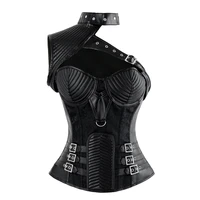 faux leather gothic corset tops sexy steampunk bustiers overbust corsets women vintage party clothing purple black bodice sets