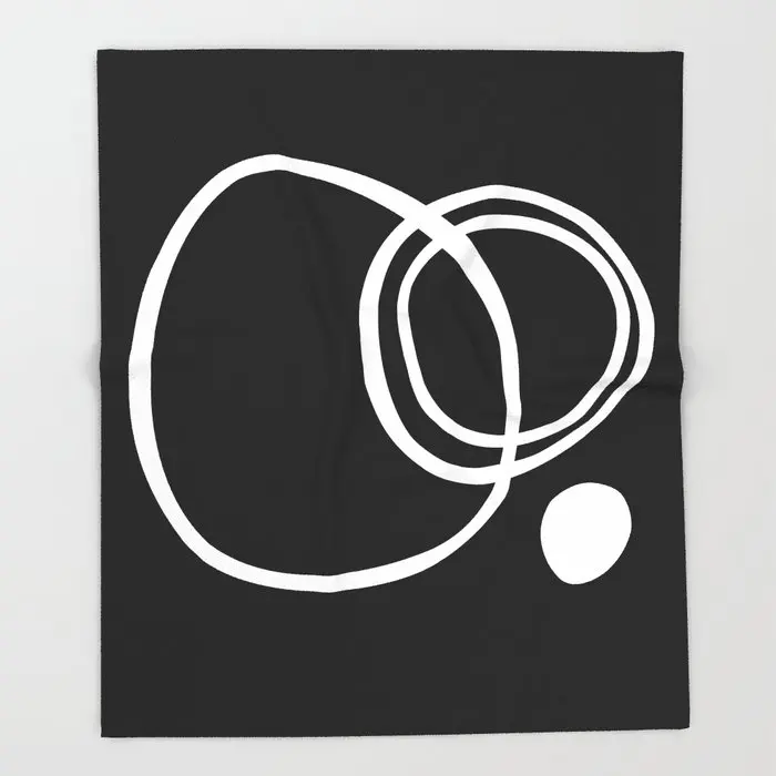 Абстрактное Коралловое флисовое дизайнерское черно белое одеяло с абстрактными