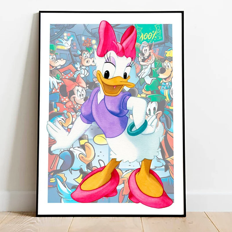 

Disney Mickey Mouse and Donald Duck Canvas Painting Poster and Print Cartoon Nursery Wall Art Pictures for Kids Room Decor