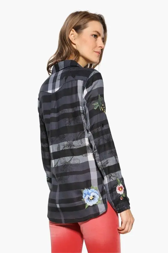 Модная рубашка блузка Desigual с вышивкой|Футболки-поло| |