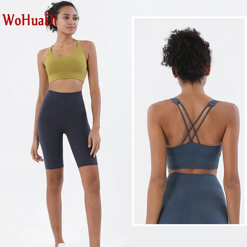 

WOHUADI Seamless Yoga Set Women Gym Clothing Bra High Waist Leggings Sport Fitness Push Up Yoga Short Running Sportswear