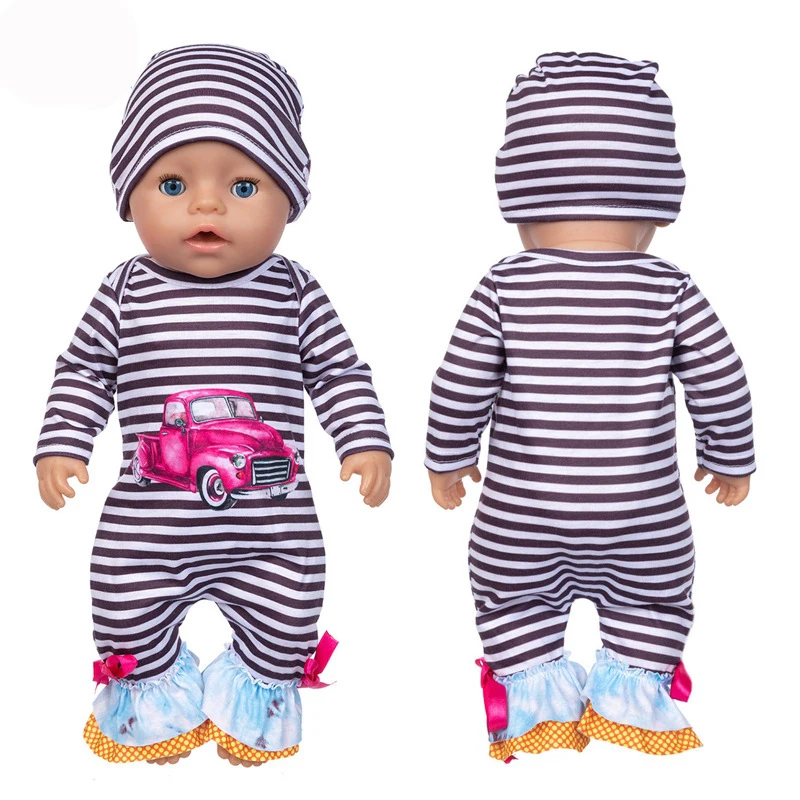 

2021 New Pink Car Jumpsuits Suit Doll Clothes Fit 43cm Baby New Born doll,American Girl 18inch Doll Clothes Accessories