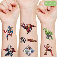Marvel The Avengers Iron Man Tattoo Sticker Random 1PCS Action Figure Spider-Man Cartoon Kids Girls Christmas Birthday Gift