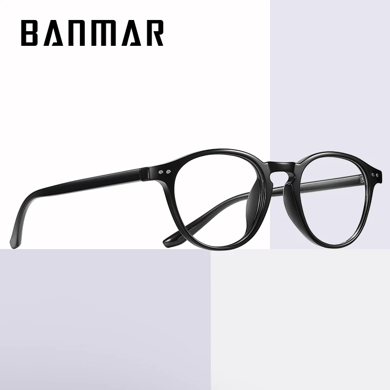 

BANMAR TR90 круглые очки с защитой от синего света для женщин и мужчин, прозрачная компьютерная оптическая оправа, нержавеющая сталь, игла, близорукость, кошачий глаз, ретро