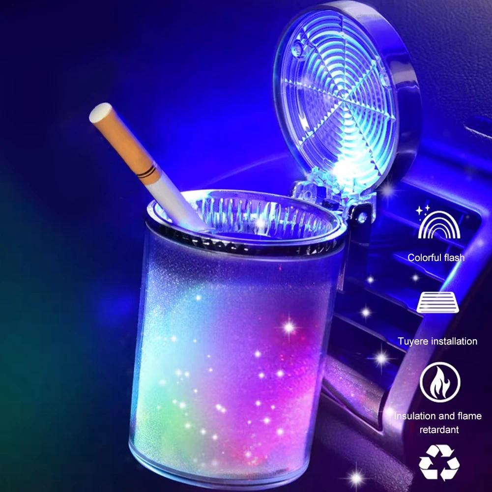

Car Ashtray Led Light Airtight Lid Multifunctional Vehicle Cup Holder Air Vent Ashtray Trash Can Auto Interior Decor Accessories
