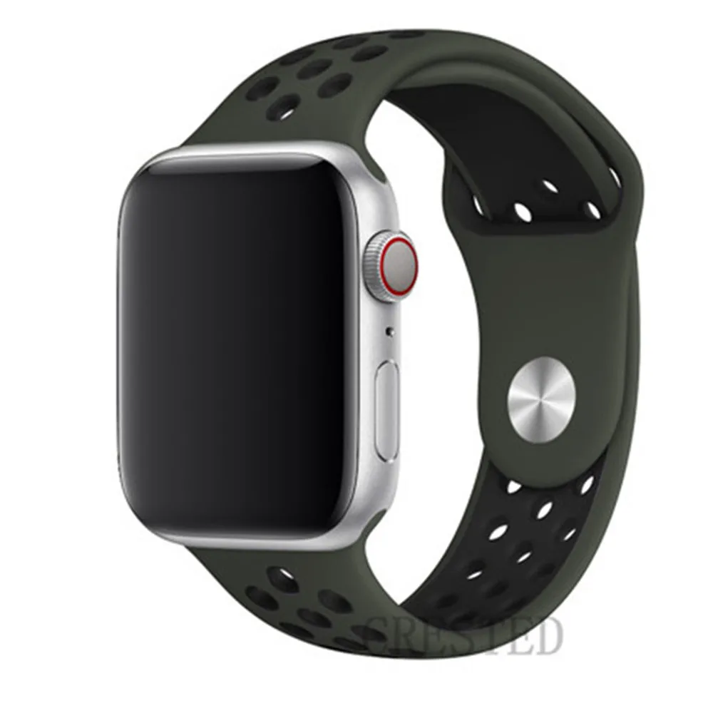 Ремешок для apple watch 5 4 3 ремешок 44 мм/40 мм iwatch ремешок 5 42 мм/38 мм correa силиконовый браслет аксессуары для часов - Цвет ремешка: Cargo Khaki 26