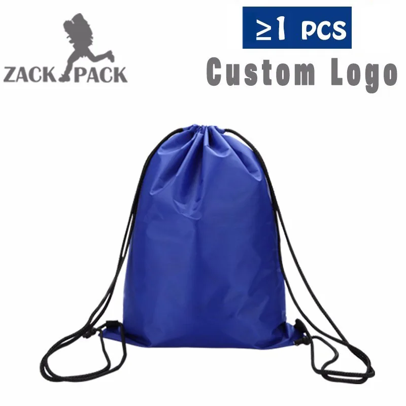 Zackpack сумка на шнурке спортивный водонепроницаемый рюкзак пакет карман на заказ Печать логотипа для мужчин женщин студентов - Цвет: blue without logo