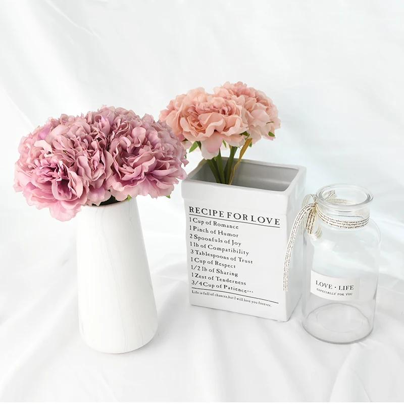 5 шт./Букет Искусственные цветы пиона букет шелковые гортензии для свадьбы День