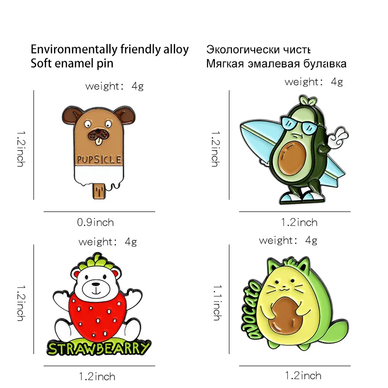 

Fruit Enamel Pin Custom Dog Avocado Cat Bearberry Brooches Bag Lapel Pin Cartoon Backpack Badge Jewelry Gift for Kids Friends