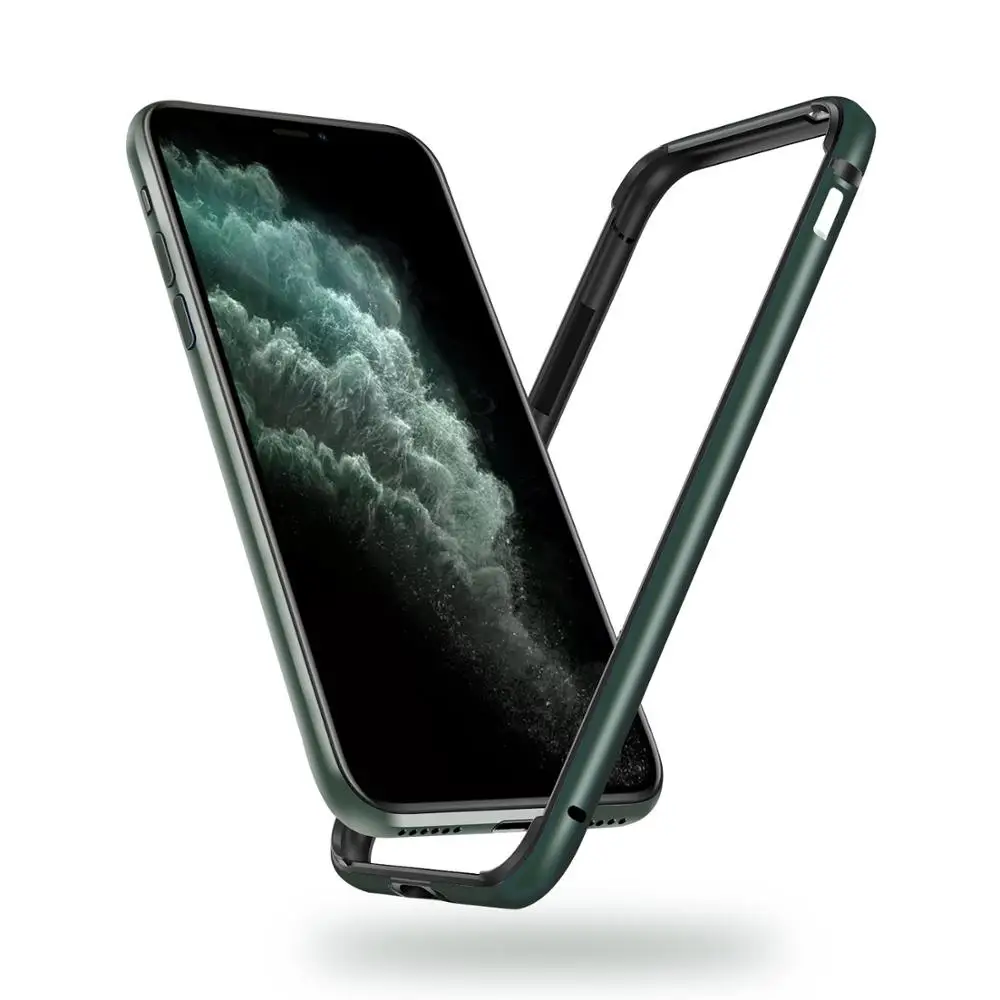Зеленый Чехол-бампер для iphone 11 Pro Max 8 7 plus X, тонкая алюминиевая рамка, Мягкий ТПУ с внутренним краем, защитный противоударный чехол для iphone XS MAX XR - Цвет: Зеленый