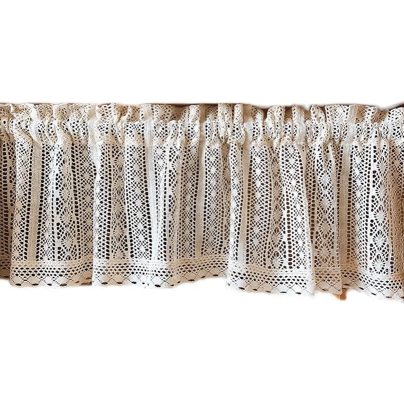 Бежевая вязаная крючком Короткая занавеска для кухонного шкафа американский