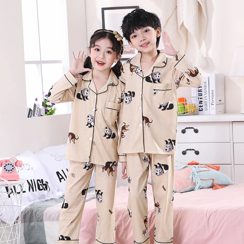 Осенне зимние длинные пижамные комплекты для мальчиков 2020 Милая домашняя одежда