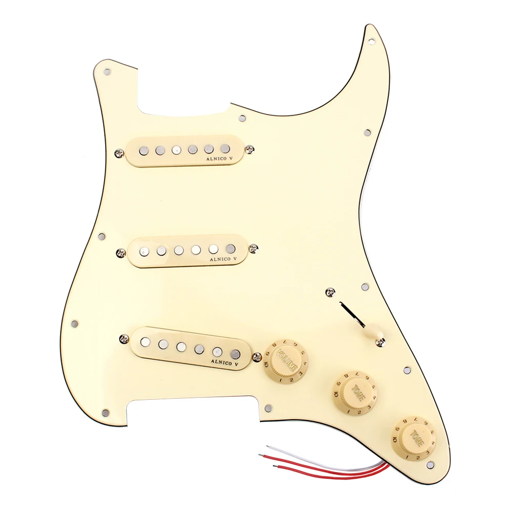 

Electric With Alnico V Magnet Guitar Loaded Pickguard Control Knobs Prewired Protector Scratch Plate SSS Pickups Home Durable
