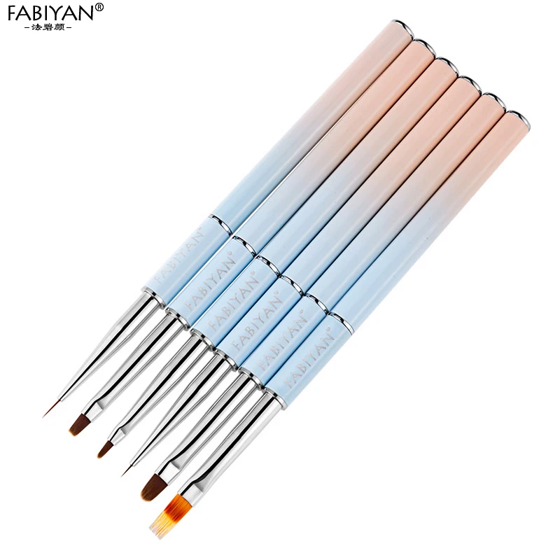 Кисть для дизайна ногтей плоская круглая кисть французского творчества синяя