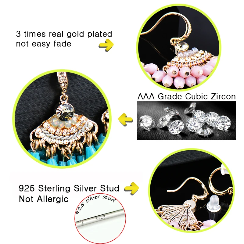 

LEEKER Dropshipping 2021 Vintage Water Drop Pink Blue Cubic Zirconia Hanging Earring Earrings Jewelry For Women Gifts 607 K2