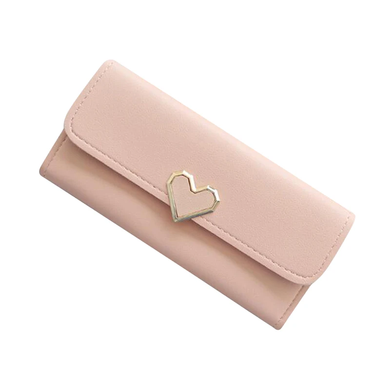 

Metal Love Women's Purse Pattern Long Section 3 Folding High Capacity Card Holder Clutch Wallets Carteira Feminina