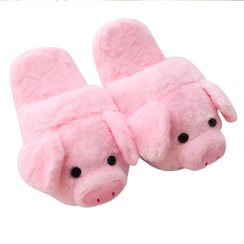 

Women's Slippers Winter Velvet Short Plush Slippers 2020 New Couple Comfy Home Slippers Cute Pig Shoes for Women