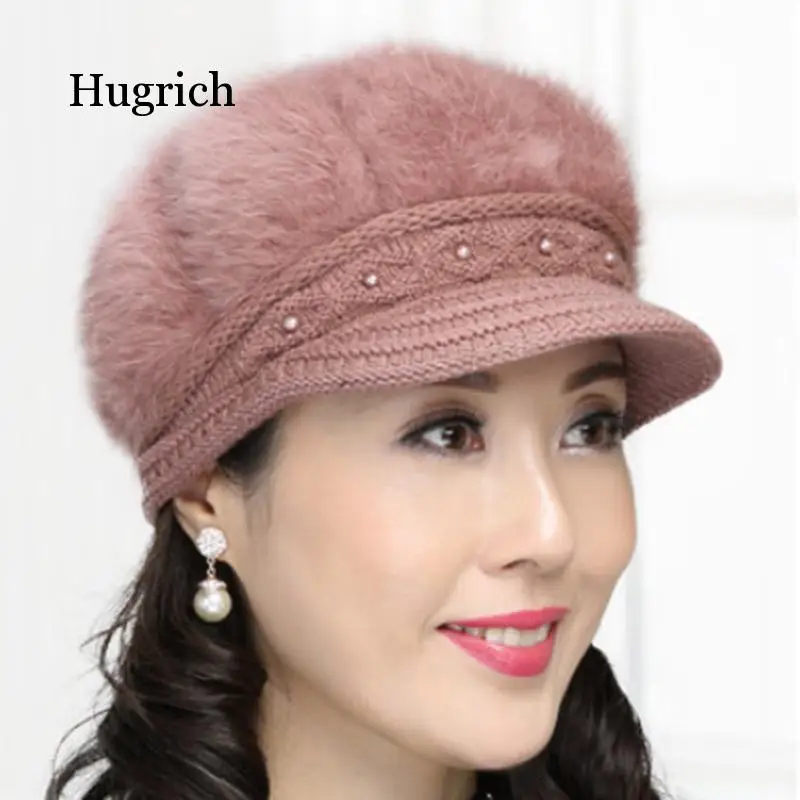 

Женская зимняя хлопковая шапка вязаная шапка для женщин среднего возраста Ретро Женская бархатная зимняя теплая шапка из кроличьей шерсти ...