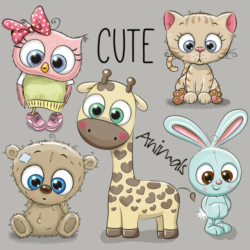 Cute Animals Stickers Rabbit Owl Giraffe Patches Heat Transfer Parches Diy Accessory Easy Use Washable Iron On Patche 1 | Дом и сад