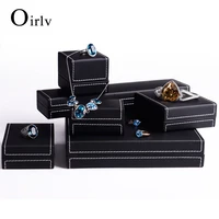 oirlv leather jewelry gift box with plush internal ring earring pendant necklace bracelet long chain storage box organizer