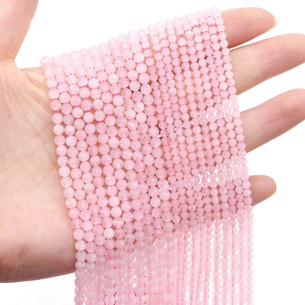 

Natural Stone Beads Round Shape Rose Quartzs Exquisite Loose Spacer Beaded for Jewelry Making DIY Bracelet Necklace Accessories