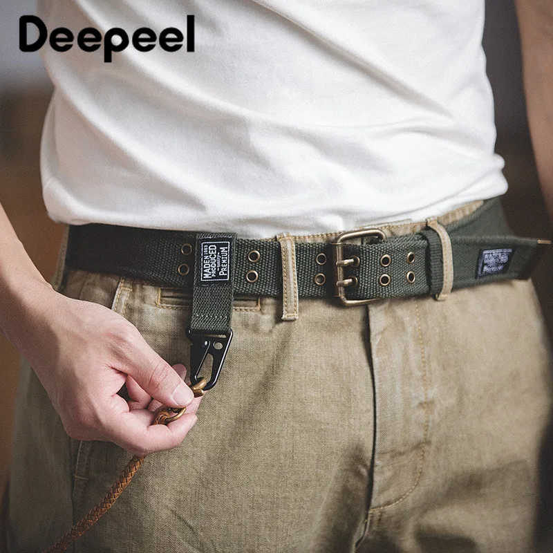 Deepeel 1 шт. 105 см мужской ремень с двойной пряжкой Холщовый пояс военные инструменты