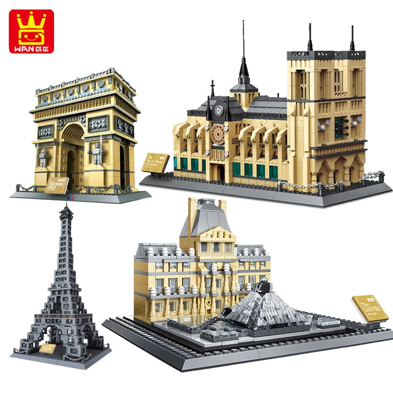 

WANGE Architecture Cultural Heritage City Symbol Building Blocks Notre Dame De Paris The Eiffel Tower Louvre Model Toys For Kid