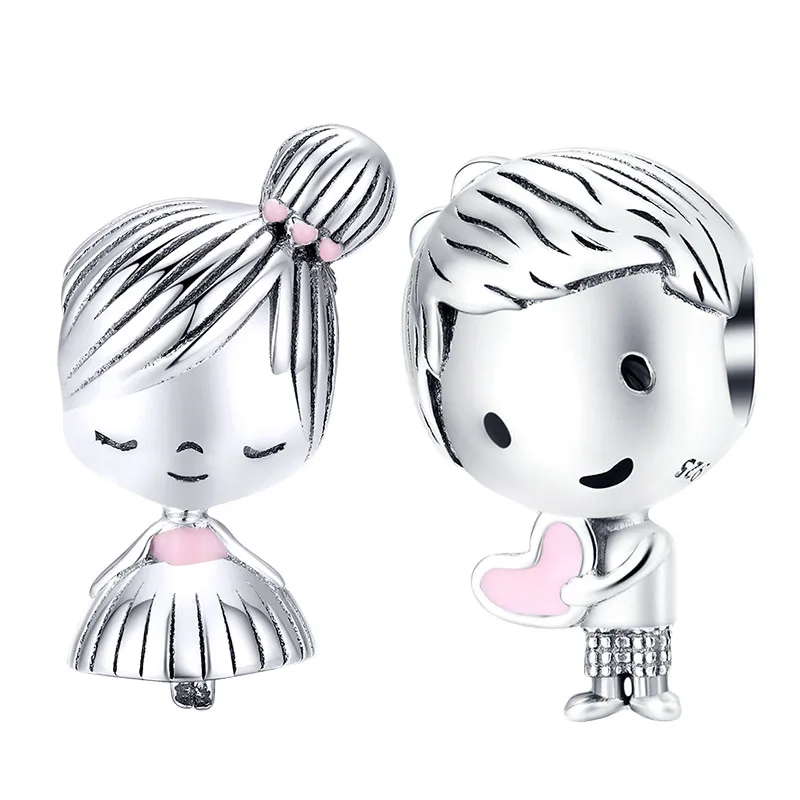 Женский браслет с эмалью для девочек и мальчиков серебряные бусины 925 пробы