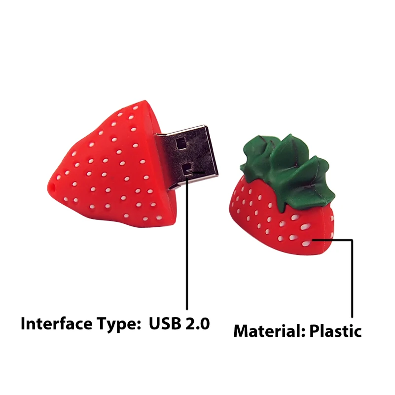 Usb флеш-накопитель с милым рисунком клубники 32 Гб 64 128 МБ Флешка 2 0 карта памяти