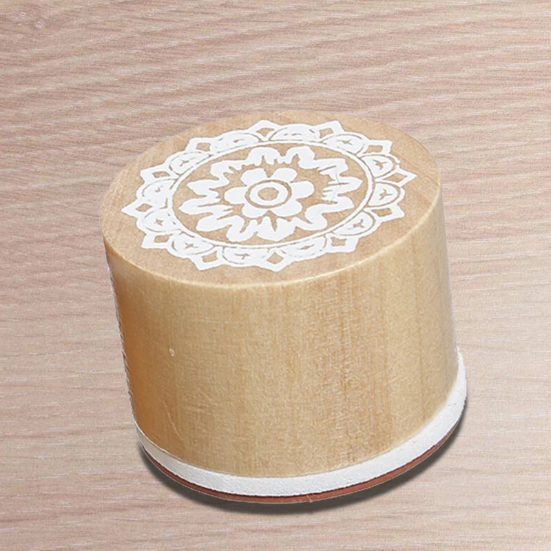 6 различных деревянных резиновых штампов круглый почерк цветочный цветок